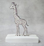 Μπομπονιέρα με Κεραμική βάση κιτ-κατ, με ξύλινο εκτυπωμένο καμηλοπάρδαλη ψηλή, καφέ, Toile de Jouy ύφος