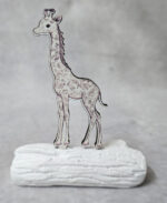 Μπομπονιέρα με Κεραμικό κορμό, με ξύλινο εκτυπωμένο καμηλοπάρδαλη ψηλή, καφέ, Toile de Jouy ύφος