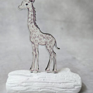 Μπομπονιέρα με Κεραμικό κορμό, με ξύλινο εκτυπωμένο καμηλοπάρδαλη ψηλή, καφέ, Toile de Jouy ύφος