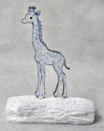 Μπομπονιέρα με Κεραμικό κορμό, με ξύλινο εκτυπωμένο καμηλοπάρδαλη ψηλή, μπλε, Toile de Jouy ύφος