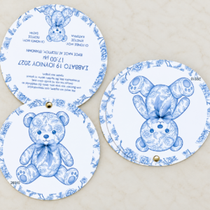 TOILE DE JOUY ΣΤΡΟΓΓΥΛΗ ΠΡΟΣΚΛΗΣΗ  ΑΡΚΟΥΔΑΚΙ ΓΑΛΑΖΙΟ