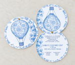 TOILE DE JOUY ΣΤΡΟΓΓΥΛΗ ΠΡΟΣΚΛΗΣΗ  ΑΕΡΟΣΤΑΤΟ ΓΑΛΑΖΙΟ