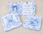 TOILE DE JOUY ΠΡΟΣΚΛΗΣΗ ΔΙΠΤΥΧΟ  ΑΡΚΟΥΔΑΚΙ ΓΑΛΑΖΙΟ