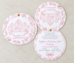 TOILE DE JOUY ΣΤΡΟΓΓΥΛΗ ΠΡΟΣΚΛΗΣΗ  ΤΙΑΡΑ ΡΟΖ